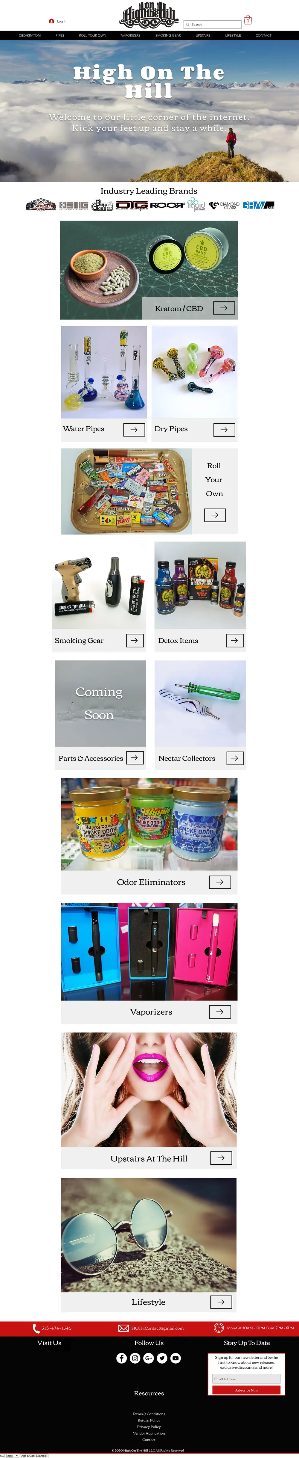 High on the Hill homepage, full page
