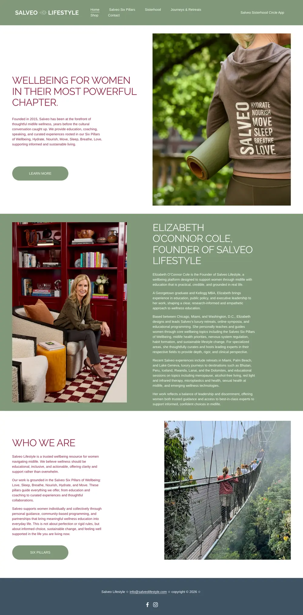 Salveo Lifestyle homepage, full page