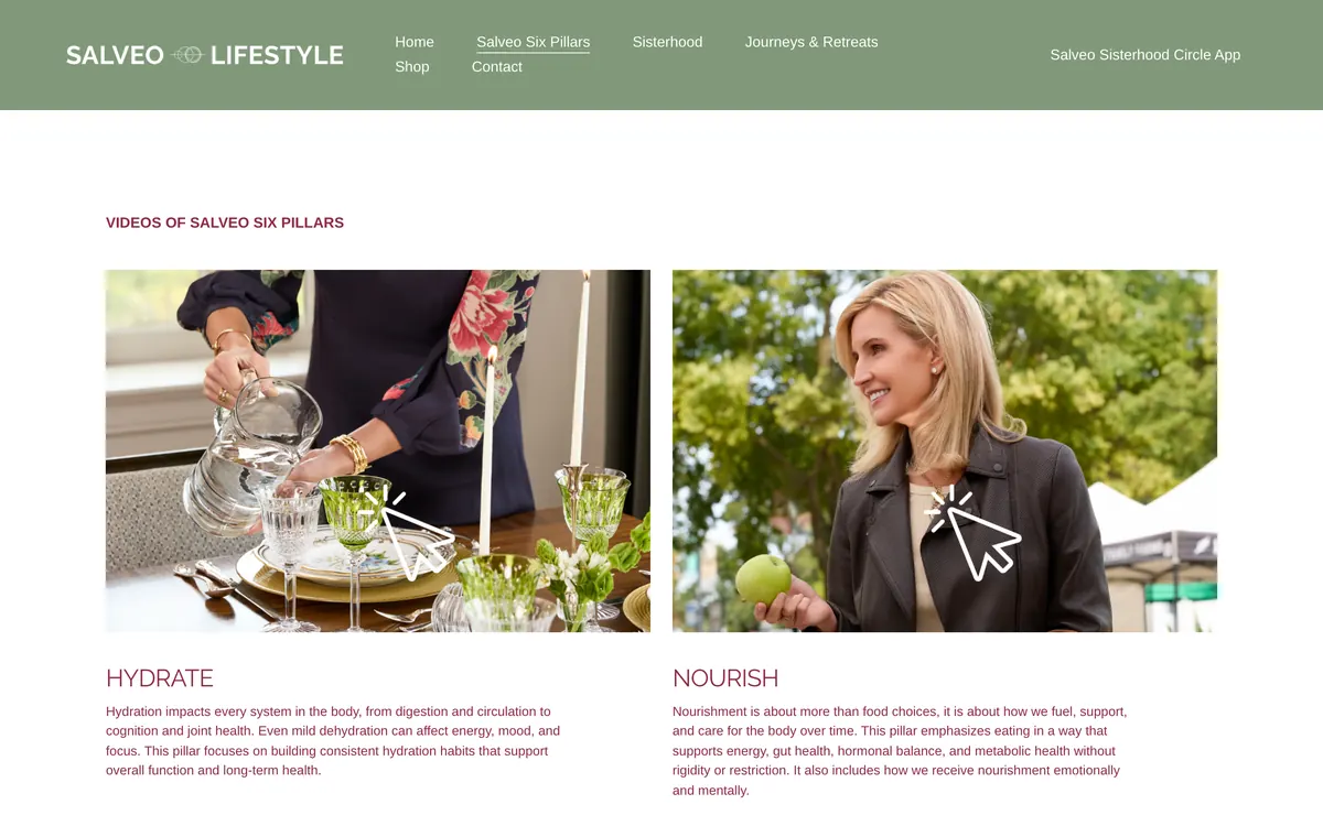 Salveo Lifestyle: Six pillars page
