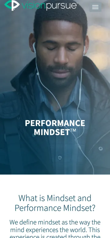 Vision Pursue: Performance Mindset™ page on a phone