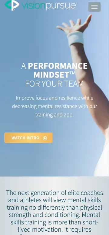 Vision Pursue: Sports teams page on a phone