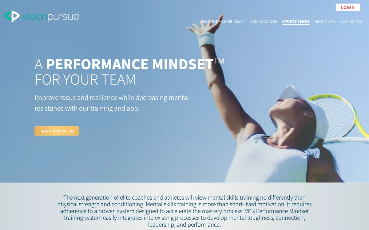 Vision Pursue: Sports teams page